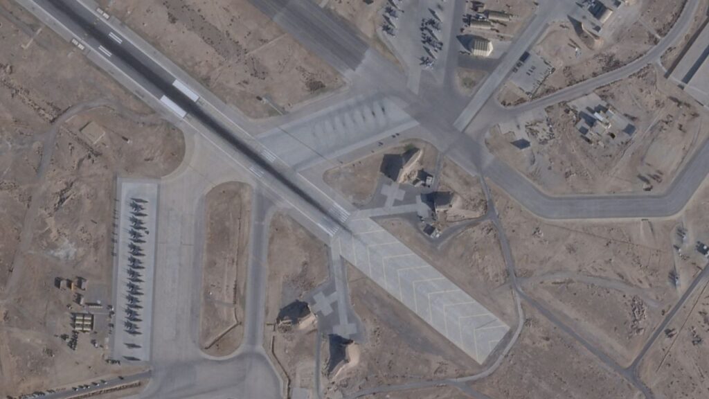 A satellite image provided by Planet Labs PBC shows the Muwaffaq Salti Air Base in Al Azraq, Jordan, Feb. 2, 2026, where U.S. troops were killed in July. Hundreds of Jordanian political, legal and other figures signed an open letter calling for the withdrawal of U.S. forces from Jordan in a rare public challenge to the government, which has long cracked down on free speech and dissent. (Planet Labs PBC via The New York Times)