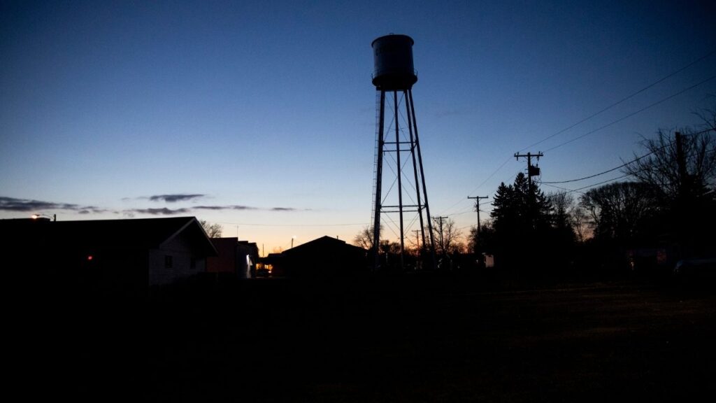A water tower in Cyrus, Minn., Nov. 7, 2019. Investigators believe a cyberattack this week on dozens of municipal water systems in Minnesota was probably the work of Iranian hackers, according to U.S. and state officials and others familiar with the matter, a potential act of aggression that comes at a precarious moment in the U.S. war against Iran. (Jenn Ackerman/The New York Times)