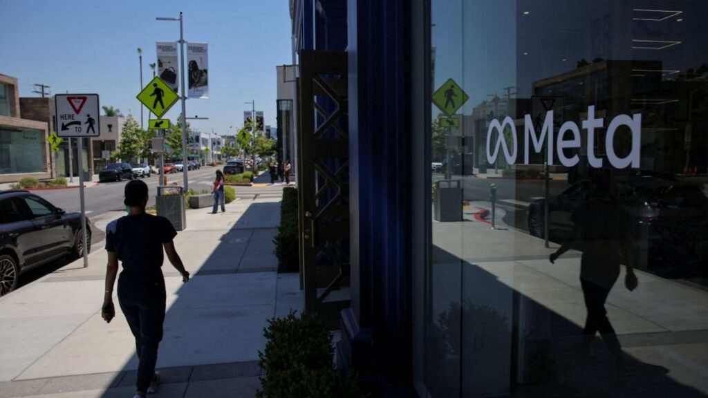 A woman walks by the Meta Lab in Los Angeles, California, U.S., May 20, 2026. (Reuters/Daniel Cole)