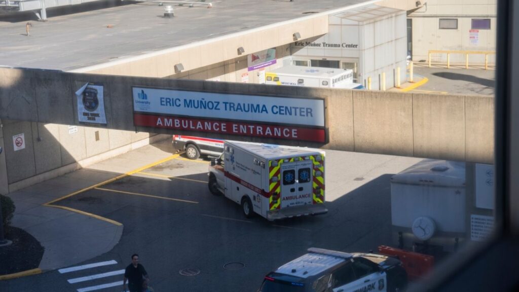An emergency entrance at a hospital in Newark, N.J., Oct. 16, 2025. More people who lost coverage after congressional Republicans ended enhanced federal subsidies are now seeking care in emergency rooms and unable to pay bills. (Hiroko Masuike/The New York Times)