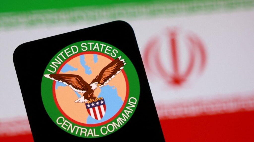 CENTCOM (U.S. Central Command) logo and Iranian flag are seen in this illustration taken April 15, 2026. REUTERS/Dado Ruvic/Illustration
