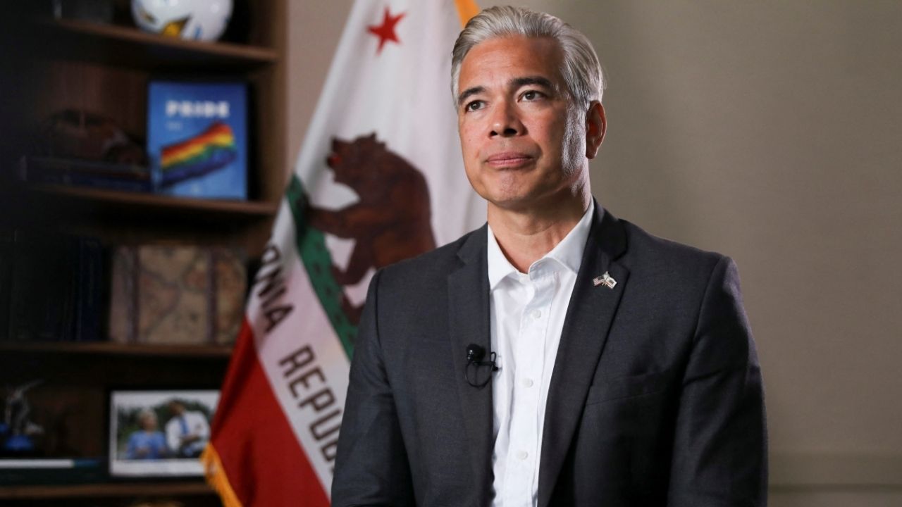 California Attorney General Rob Bonta speaks during an interview with Reuters in Oakland, California, U.S., June 4, 2026. (Reuters/Nathan Frandino)