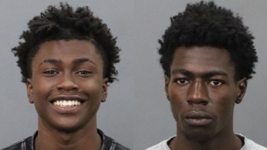 Clovis Police arrested Ernest Taylor (left) and Marzette Hanks, both 18, after they were accused of robbing a 17-year-old at gunpoint and stealing about $600 in cash and his shoes. (Clovis PD)