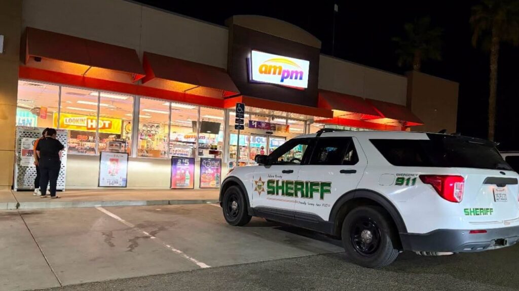 Detectives are investigating an overnight armed robbery at an AMPM in Pixley after a man armed with a handgun allegedly demanded money before fleeing. (Tulare County SO)