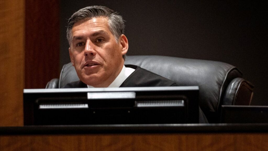 District Court Judge Tony Graf presides during a preliminary hearing for Tyler Robinson, the Utah man accused of killing conservative activist Charlie Kirk, in Provo, Utah, U.S., July 7, 2026. Trent Nelson/Pool via Reuters
