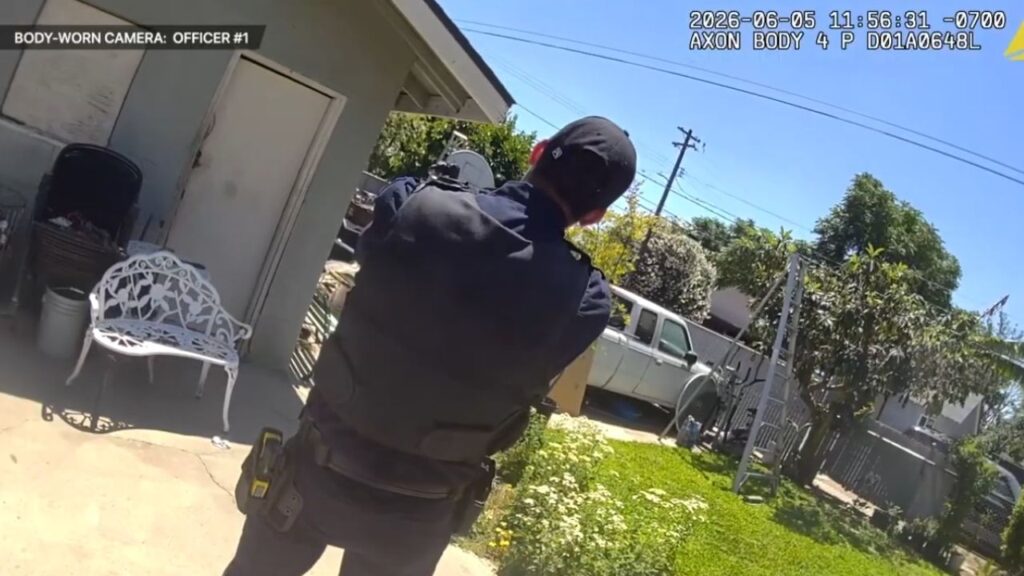 Fresno police released video of a June officer-involved shooting that ended with officers fatally shooting 42-year-old Ricardo Leon after they said he pointed a handgun at them following prolonged de-escalation efforts. (Fresno PD)