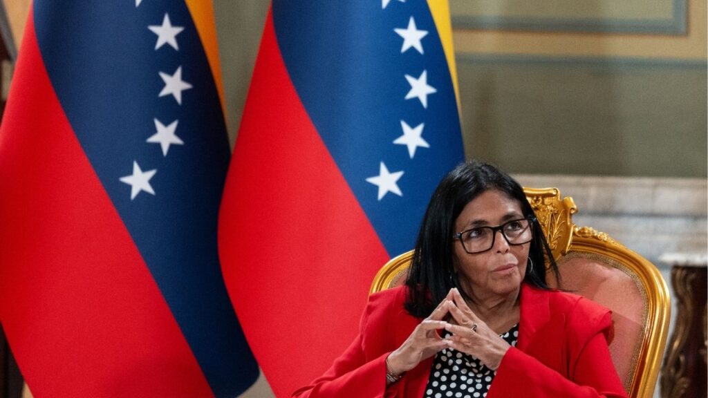 Delcy Rodriguez, the interim president of Venezuela in Caracas, Venezuela on April 30, 2026. The U.S. Treasury receives the revenue from most of Venezuela’s exports, then disburses it gradually to Venezuela through the country’s private banks, a relationship akin to parents handing out allowances to children. (Todd Heisler/The New York Times)