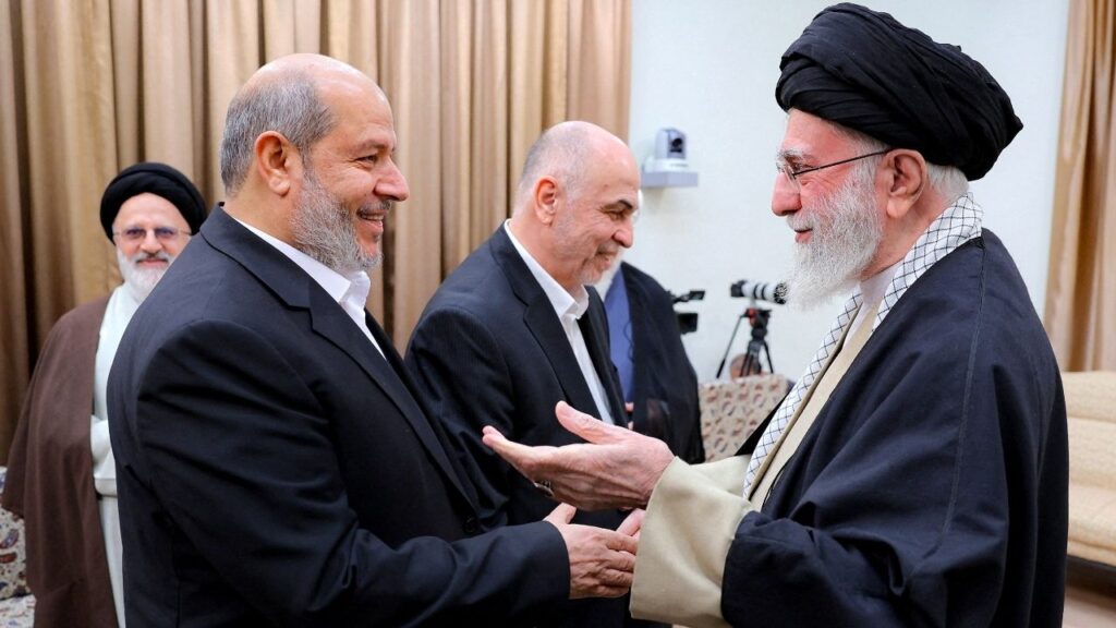 Iran's Supreme Leader Ayatollah Ali Khamenei meets with Hamas leader Khalil al-Hayya in Tehran, Iran, February 8, 2025. (Reuters File)