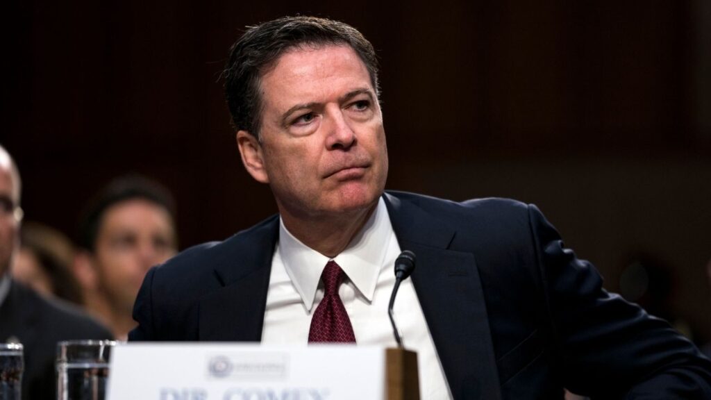 James B. Comey, the former FBI director, testifying before a Senate committee on Capitol Hill in Washington on June 8, 2017. Secret Service agents who questioned Comey in May 2025 were told to send details of the interview to Air Force One so President Donald Trump could review them, according to a new court filing by Comey’s lawyers seeking to dismiss the criminal case against him. (Doug Mills/The New York Times)