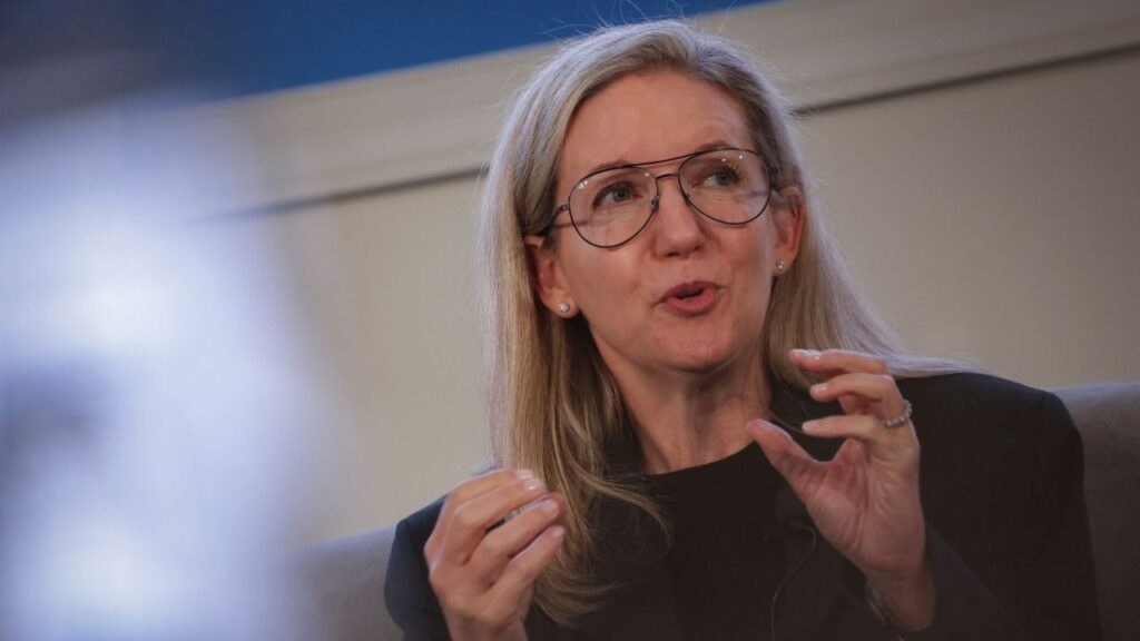 Julie Felss Masino, President and Chief Executive Officer of Cracker Barrel, speaks during 13D Monitor's Active-Passive Investor Summit in New York City, U.S., October 21, 2025. (Reuters/Jeenah Moon)