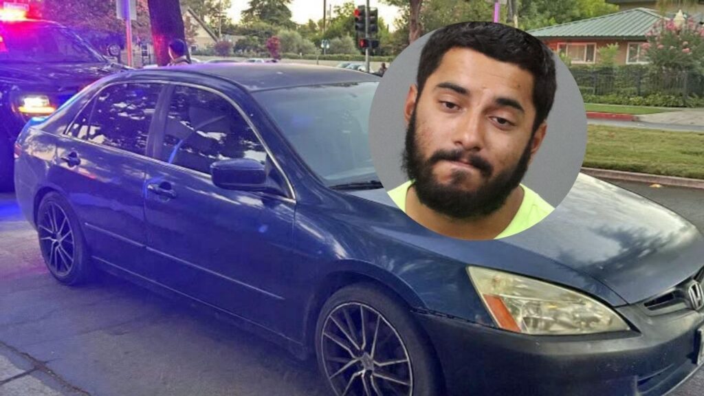 Lewis Alvarado, 25, of Madera, was arrested after Fresno County deputies said he drove about 100 mph, nearly hit a pedestrian in a crosswalk, fled a traffic stop and was later found to be over the legal alcohol limit. (Fresno County SO)