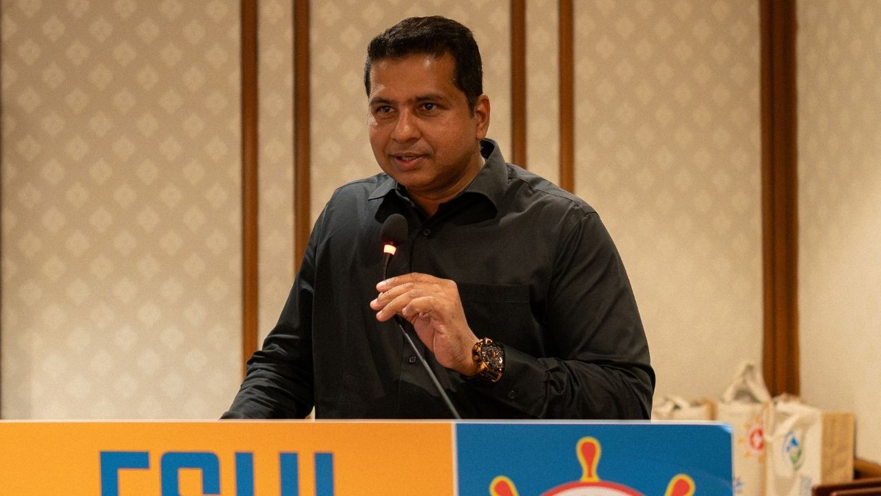 Manoj Yadav, the general secretary of the Forward Seamen’s Union of India, speaks during a union meeting in Mumbai, India, July 11, 2026. Evidence suggests the ship on which three Indian sailors died was not moving when it was struck in the Gulf of Oman, but it had been engaged in risky offshore transfers of oil. (Anindito Mukherjee/The New York Times)