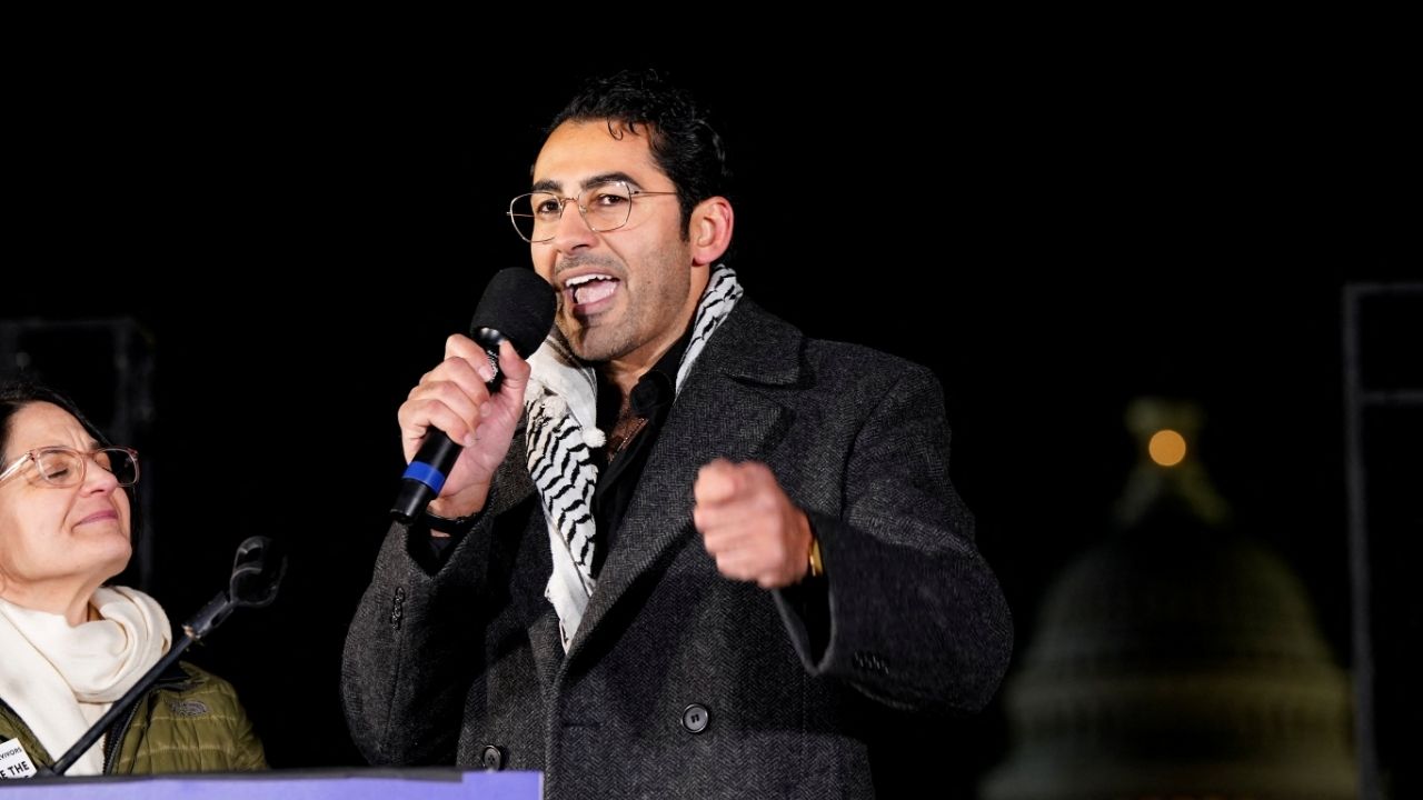 Mohsen Mahdawi, U.S. Rep. Becca Balint's (D–VT) guest speaks during the "People's State of the Union" event during U.S. President Trump's State of the Union address in Washington, D.C., U.S., February 24, 2026. REUTERS/Elizabeth Frantz