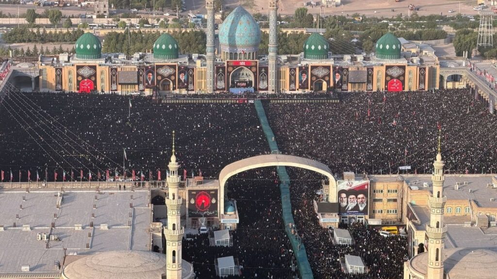 Mourners attend a prayer for Iran's late Supreme Leader Ayatollah Ali Khamenei, who was killed on February 28 in Israeli and U.S. airstrikes, at the Jamkaran Mosque, in Qom, Iran, July 7, 2026. Office of the Iranian Supreme Leader/WANA (West Asia News Agency) via REUTERS