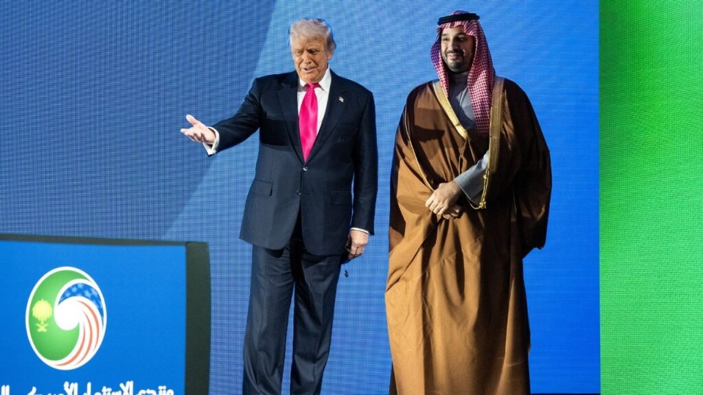 President Donald Trump, left, and Crown Prince Mohammed bin Salman of Saudi Arabia at an investment forum in Washington, Nov. 19, 2025. The Trump administration is expected to announce on Wednesday, July 22, that it has reached an agreement with Saudi Arabia to develop a civilian nuclear program that could lead to the country enriching its own fuel for reactors. (Haiyun Jiang/The New York Times)