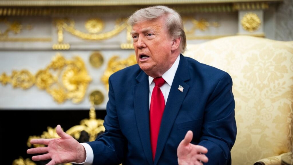 President Donald Trump speaks as he meets with Prime Minister Ali al-Zaidi of Iraq in the Oval Office of the White House in Washington, on Tuesday, July 14, 2026. (Doug Mills/The New York Times)