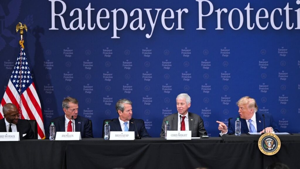 President Donald Trump speaks at an event for the “ratepayer protection pledge” at the Environmental Protection Agency in Washington, on Thursday, July 23, 2026. The Trump administration is repurposing large chunks of federal land to host enormous data centers and the power plants needed to run them as officials seek to accelerate the development of artificial intelligence and overcome growing local opposition to the facilities. (Kenny Holston/The New York Times)