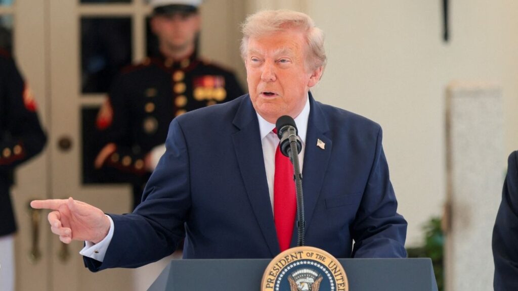 President Donald Trump speaks during a Freedom 250 Grand Prix Showcase at the White House in Washington, D.C., U.S., July 13, 2026. (Reuters/Kylie Cooper)