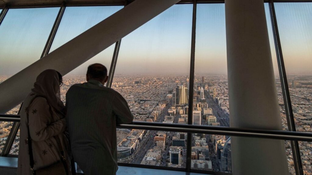 Riyadh, Saudi Arabia, seen from an observation deck in the Kingdom Centre skyscraper on March 4, 2024. Saudi Arabia’s nuclear ambitions go back decades, and go beyond developing weapons; its leaders have long believed that their economic survival will depend on reducing reliance on fossil fuel exports. (Stephen Hiltner/The New York Times)