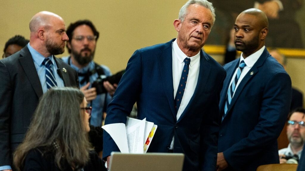 Secretary of Health and Human Services Robert F. Kennedy Jr. arrives to testify during a House Ways and Means Committee hearing on Capitol Hill in Washington, April 16, 2026. A lawsuit filed by Children’s Health Defense, an organization founded by Robert F. Kennedy Jr., claims that vaccines caused the twins deaths, but a grand jury in Idaho has indicted the plaintiff of the group on charges of suffocating them. (Demetrius Freeman/The New York Times)
