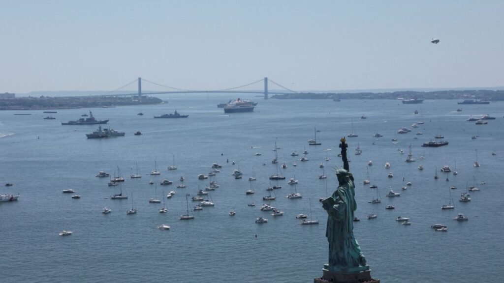 Ships take part in the Sail 250 parade in New York Harbor as the United States celebrates its 250th anniversary on Independence Day in New York City, U.S., July 4, 2026. REUTERS/Brendan McDermid