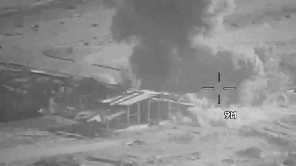 Smoke rises from an explosion at an unknown location, during what the U.S. Central Command (CENTCOM) says are strikes on Iranian military targets, in this screengrab taken from a handout video released on July 23, 2026. U.S. Central Command/Handout via REUTERS