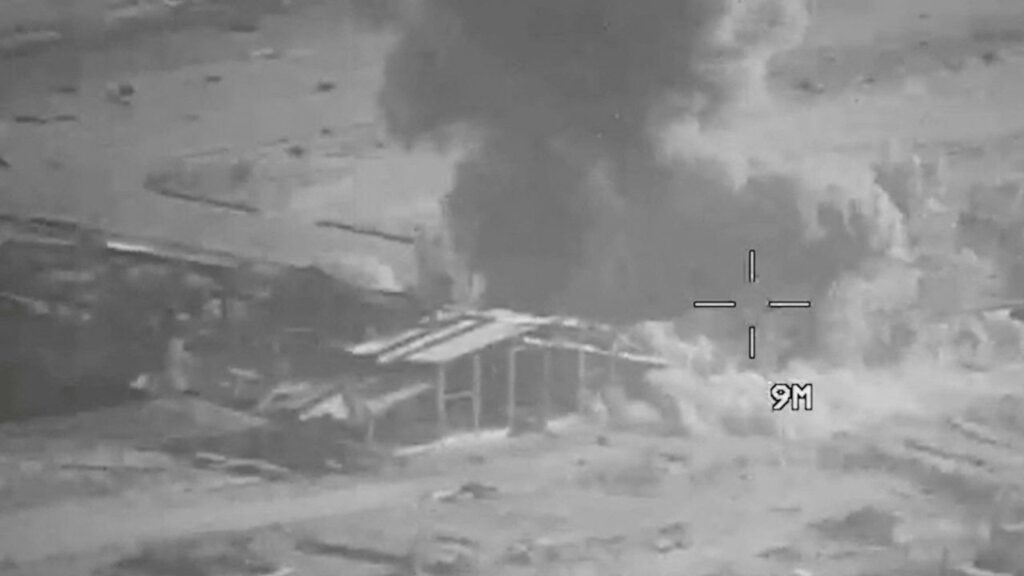 Smoke rises from an explosion at an unknown location, during what the U.S. Central Command (CENTCOM) says are strikes on Iranian military targets, in this screengrab taken from a handout video released on July 23, 2026. U.S. Central Command/Handout via REUTERS