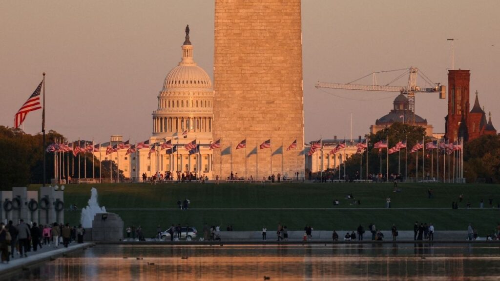 The U.S. Capitol and Washington Monument at sunset in Washington, D.C., U.S., October 18, 2025. (Reuters File)