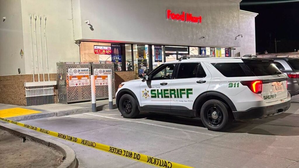 Three armed suspects robbed an Earlimart Speedway gas station early Thursday, stealing a cash register with an undisclosed amount of cash before fleeing in a gray Hyundai sedan, according to the Tulare County Sheriff's Office. (Tulare County SO)