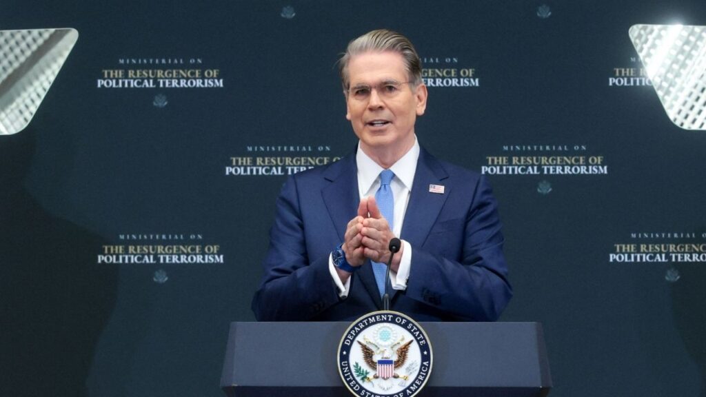 Treasury Secretary Scott Bessent delivers remarks during a ministerial meeting on political violence, at the State Department in Washington, D.C., U.S., July 16, 2026. (Reuters/Jonathan Ernst)