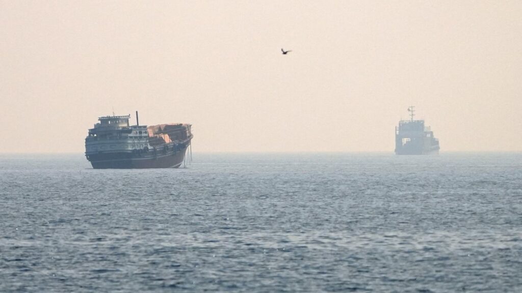 Vessels at the Strait of Hormuz, as seen from Musandam, Oman, July 8, 2026. (REUTERS/Stringer)