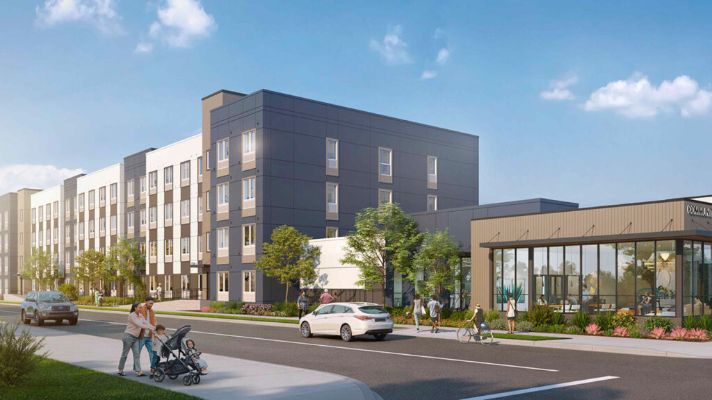 Architectural rendering of affordable housing for farmworkers in Fresno, California