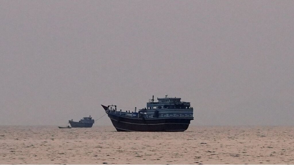 Vessels at the Strait of Hormuz, as seen from Musandam, Oman, July 21, 2026. REUTERS/Stringer