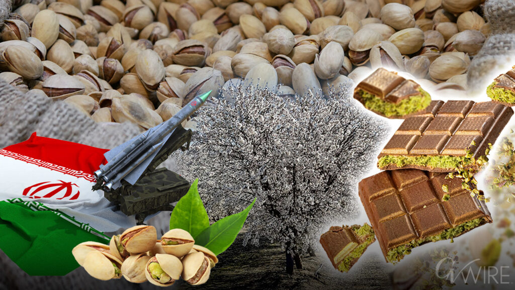 Composite image of pistachios and Dubai chocolates