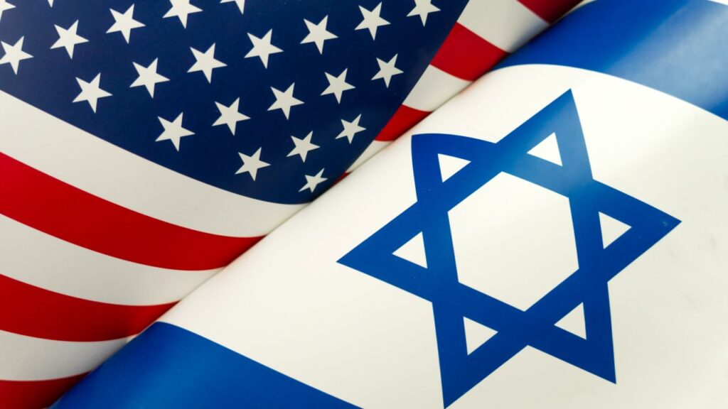 Composite image of US and Israeli flags
