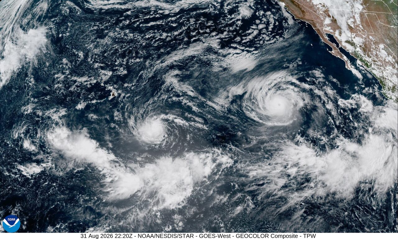 Satellite image of west coast weather pattern