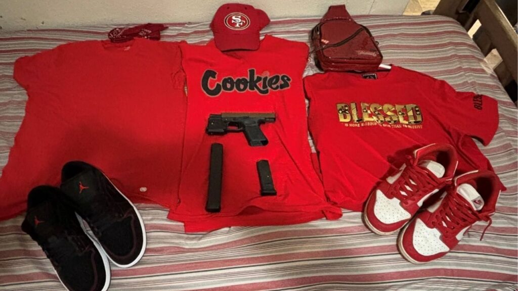 A 16-year-old was arrested after Tulare police said two suspects on electric scooters fired multiple rounds at an occupied vehicle last week, recovering a handgun, a high-capacity magazine and gang-related evidence during a search warrant. (Tulare PD)