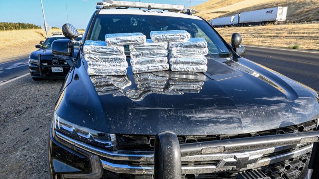 A California Highway Patrol traffic stop on Interstate 5 in Merced County led to the seizure of about 30 pounds of suspected cocaine valued at $817,200 and the arrest of the driver. (CHP)