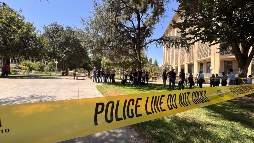 A Fresno County employee was hospitalized after being stabbed at Courthouse Park on Thursday afternoon, and deputies used a Taser while taking a suspect into custody minutes later. (Fresno County SO)