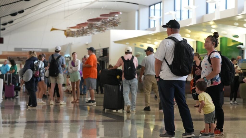 A baggage claim area the Des Moines International Airport on Aug. 9, 2023. The airport had opted in to the Gold+ program, a now-scrapped federal plan which would have allowed private companies to provide the full scope of airport screening services, technology and maintenance. (Maansi Srivastava/The New York Times)