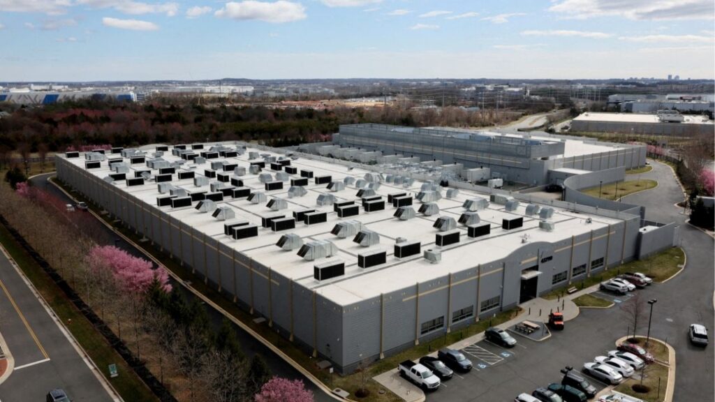 A car drives past a building of the Digital Realty Data Center in Ashburn, Virginia, U.S., March 17, 2025. (Reuters File)