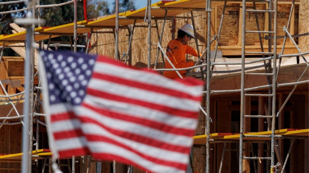A construction worker is shown at work on a multi-unit residential housing project in Encinitas, California, U.S., July 28, 2025. (Reuters File)