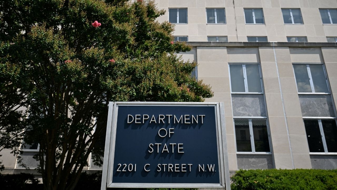 A general view of a U.S. State Department sign outside the U.S. State Department building in Washington, D.C., U.S., July 11, 2025. (Reuters File)