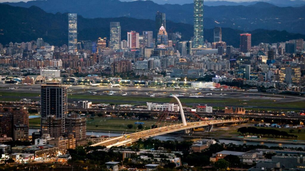 A general view shows Taipei city skyline, including the Taipei 101 skyscraper, with Songshan Airport in the foreground in Taipei, Taiwan February 23, 2026. (REUTERS/Ann Wang/File Photo)