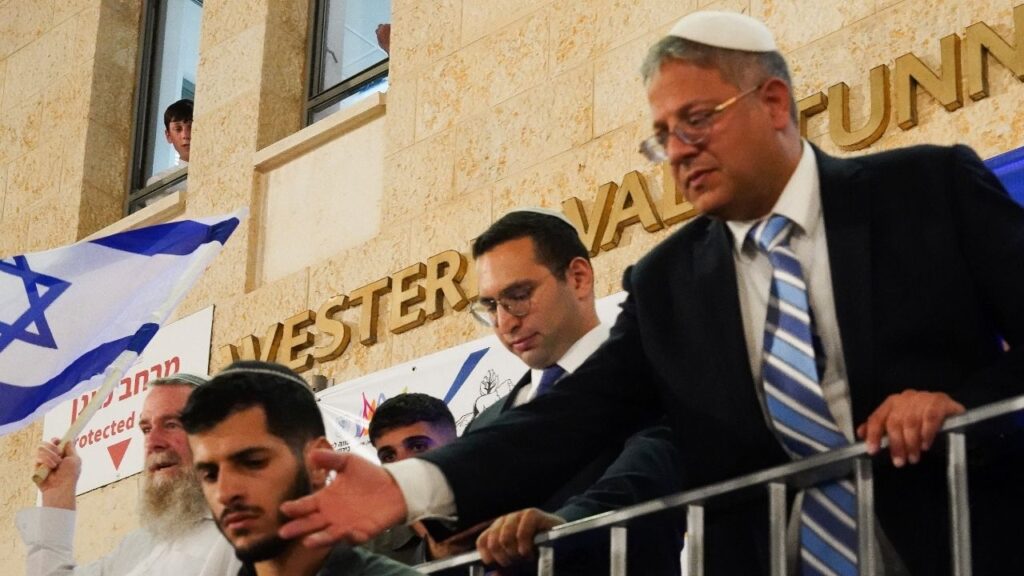 Israeli National Security Minister Itamar Ben-Gvir (right) called for killing “30 to 40” people in Gaza each night, mass Palestinian emigration and Israeli resettlement of the territory as he criticized the recent reduction in Israeli strikes. (Shutterstock)