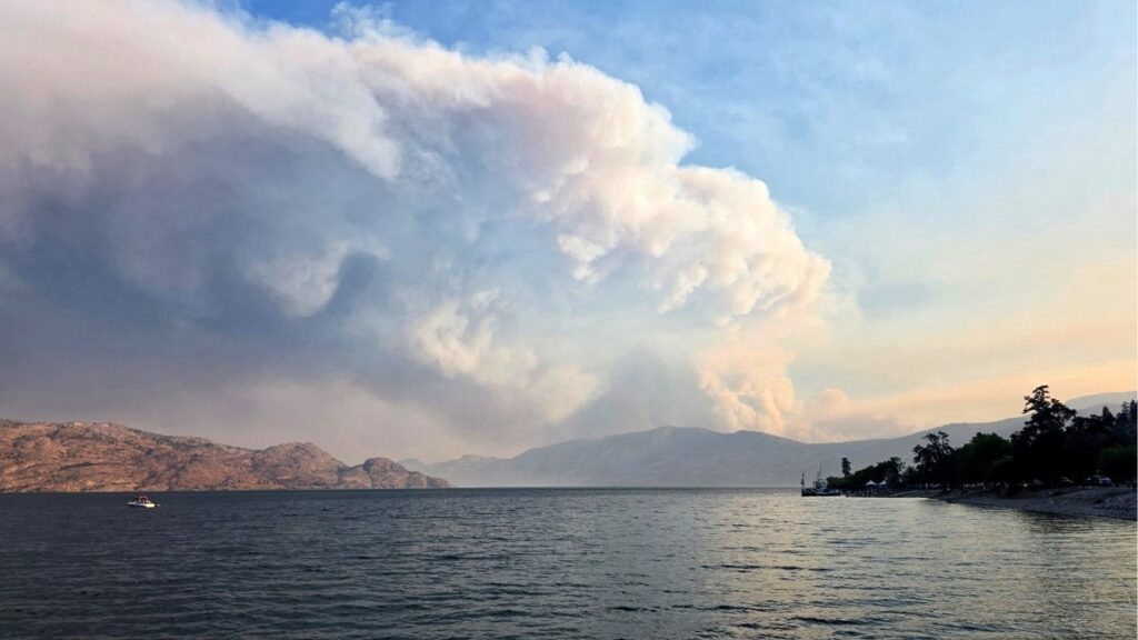 Smoke rises from the Bald Range wildfire, which is causing tactical evacuations by helicopter, northwest of Summerland, British Columbia, Canada August 7, 2026. BC Wildfire/Handout via Reuters