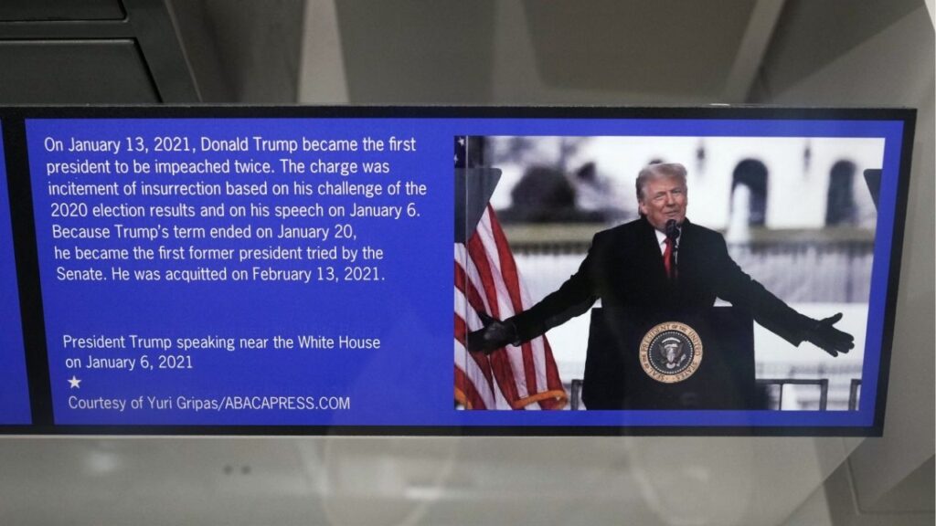 A display of a photo of U.S. President Donald Trump related to his second impeachment at the Smithsonian National Museum of American History in Washington, D.C., U.S., July 25, 2026. Reuters/Ken Cedeno