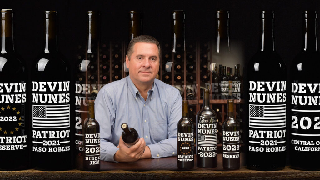Devin Nunes depicted among his company's wines