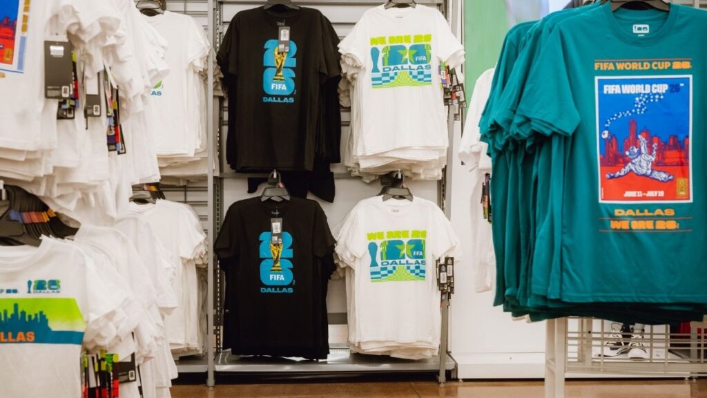 FIFA World Cup merchandise for sale at a Walmart in Arlington, Texas, May 21, 2026. Walmart posted the slowest sales in years in its home market of the United States as consumers worried about their finances tightened their wallets. (Desiree Rios/The New York Times)