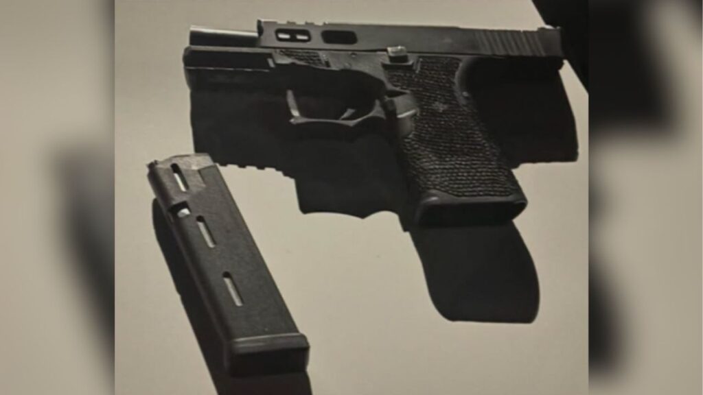 Fresno police arrested a man early Thursday, Aug. 13, 2026, after officers said he fired multiple rounds into the air during a backyard party and later found a gun without a serial number concealed beneath the front seat of his vehicle. (Fresno PD)